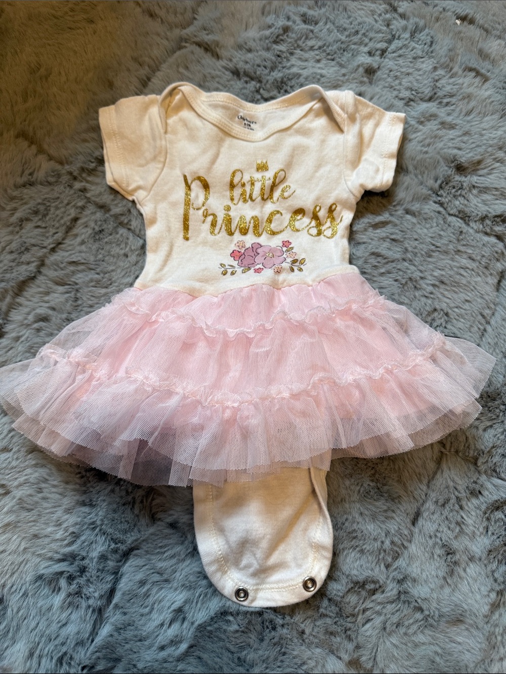 Gerber White and Pink 'Little Princess' Tulle Bodysuit